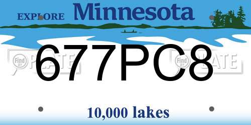 677PC8 Minnesota License Plate
