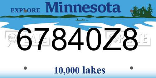 67840Z8 Minnesota License Plate