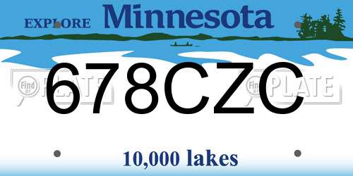 678CZC Minnesota License Plate