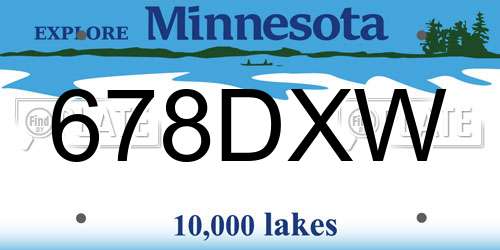 678DXW Minnesota License Plate