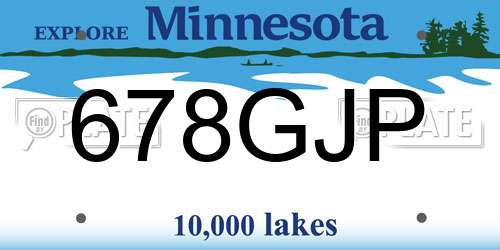678GJP Minnesota License Plate