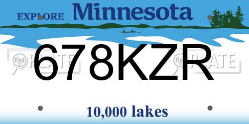 678KZR Minnesota License Plate