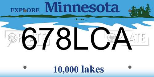 678LCA Minnesota License Plate