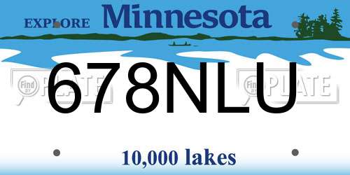 678NLU Minnesota License Plate