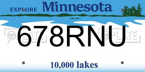 678RNU Minnesota License Plate