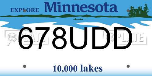 678UDD Minnesota License Plate
