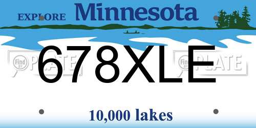 678XLE Minnesota License Plate