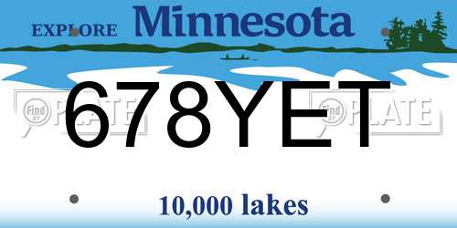 678YET Minnesota License Plate