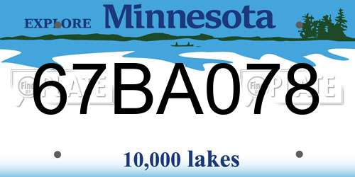 67BA078 Minnesota License Plate
