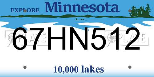 67HN512 Minnesota License Plate
