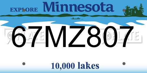 67MZ807 Minnesota License Plate