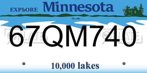 67QM740 Minnesota License Plate