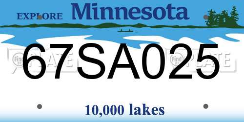 67SA025 Minnesota License Plate