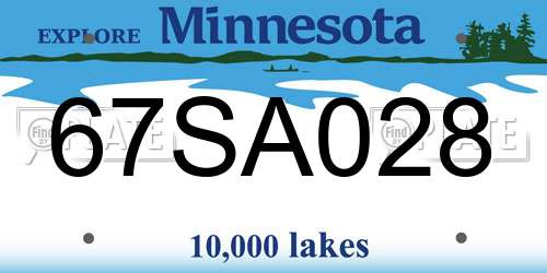 67SA028 Minnesota License Plate