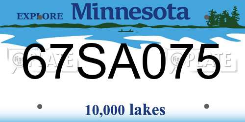 67SA075 Minnesota License Plate