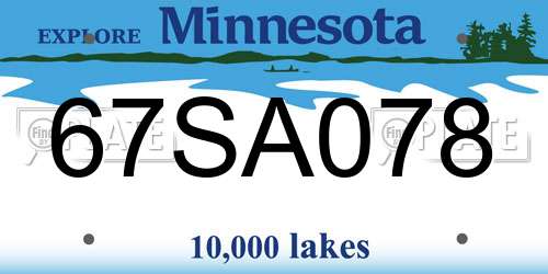 67SA078 Minnesota License Plate