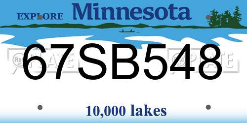 67SB548 Minnesota License Plate