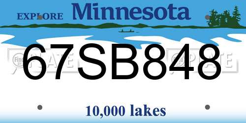 67SB848 Minnesota License Plate