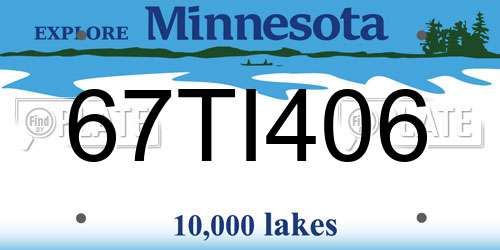 67TI406 Minnesota License Plate