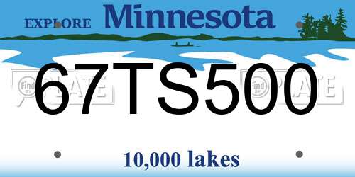 67TS500 Minnesota License Plate
