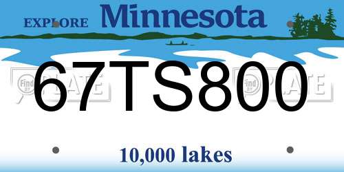 67TS800 Minnesota License Plate