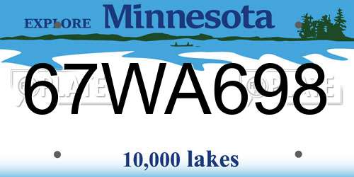 67WA698 Minnesota License Plate