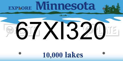 67XI320 Minnesota License Plate