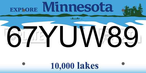 67YUW89 Minnesota License Plate