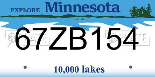 67ZB154 Minnesota License Plate