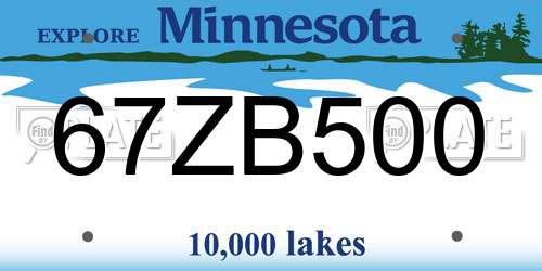 67ZB500 Minnesota License Plate