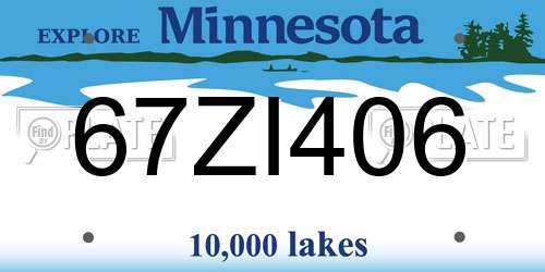 67ZI406 Minnesota License Plate