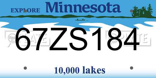 67ZS184 Minnesota License Plate