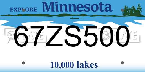 67ZS500 Minnesota License Plate