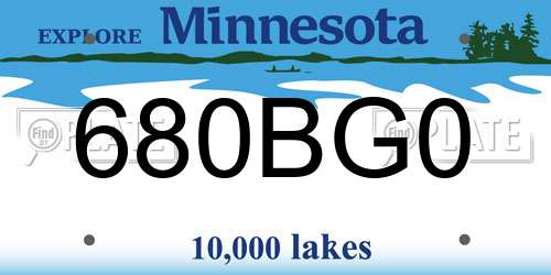 680BG0 Minnesota License Plate