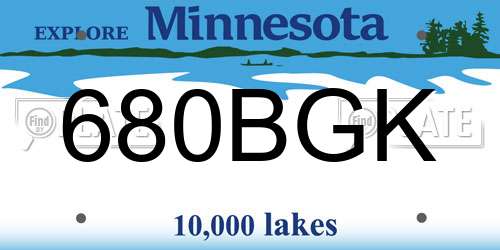 680BGK Minnesota License Plate
