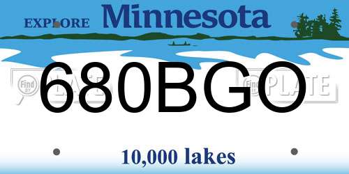 680BGO Minnesota License Plate