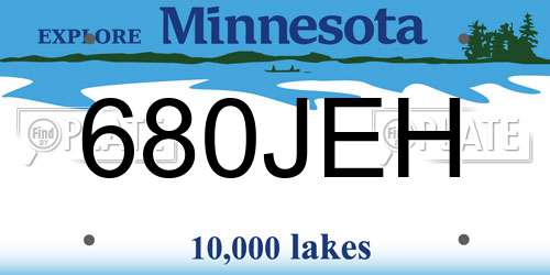 680JEH Minnesota License Plate