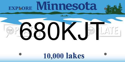 680KJT Minnesota License Plate
