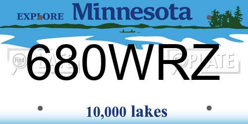 680WRZ Minnesota License Plate