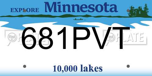 681PVT Minnesota License Plate
