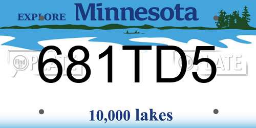 681TD5 Minnesota License Plate