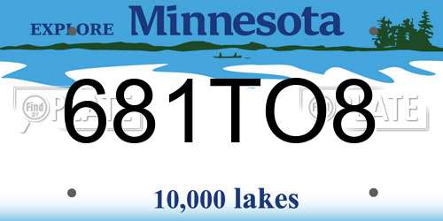 681TO8 Minnesota License Plate
