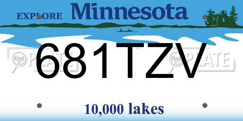 681TZV Minnesota License Plate