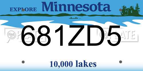 681ZD5 Minnesota License Plate