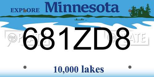 681ZD8 Minnesota License Plate