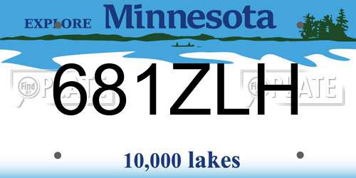 681ZLH Minnesota License Plate