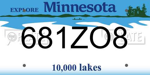 681ZO8 Minnesota License Plate