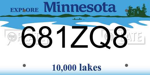 681ZQ8 Minnesota License Plate