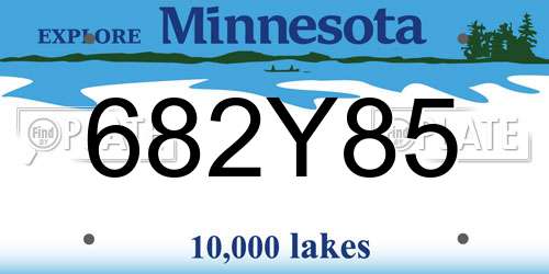 682Y85 Minnesota License Plate