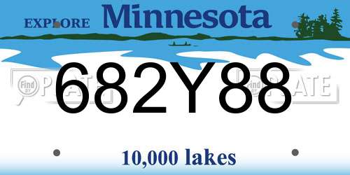 682Y88 Minnesota License Plate